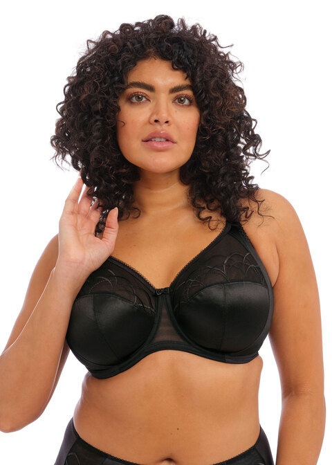 Elomi Cate Embroidered Full Cup Banded Underwire Bra (4030),44H,Black 