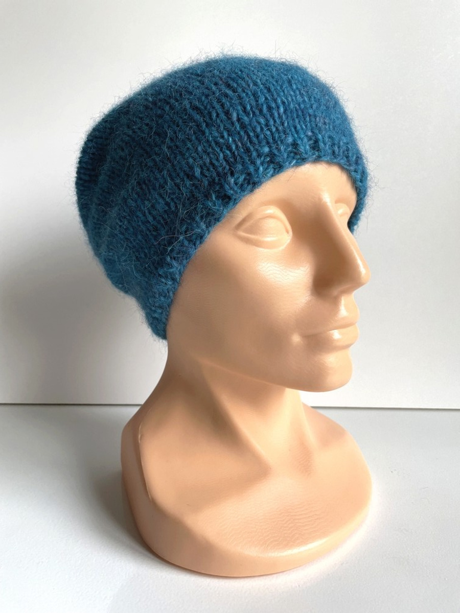 CHMURKA – czapka beanie z alpaki damska 11 zielono niebieski