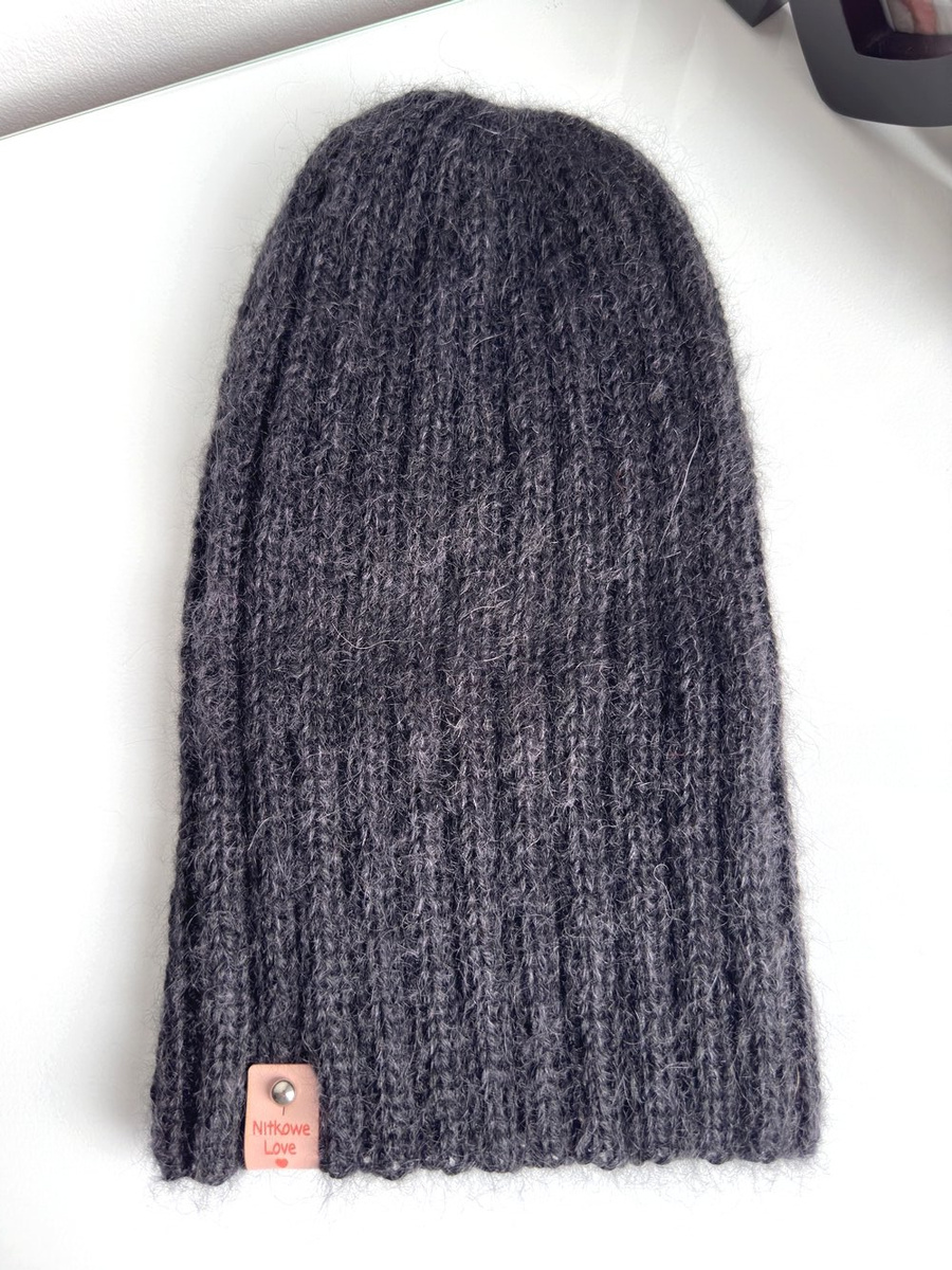 MARGARET – czapka beanie damska ręcznie robiona alpaka + moher i jedwab 8903/02 Czarny