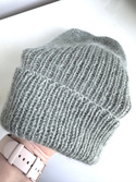 AUREA – ręcznie robiona czapka beanie baby merino + moher i jedwab dziecięca/damska 50/34 Zielona Szałwia