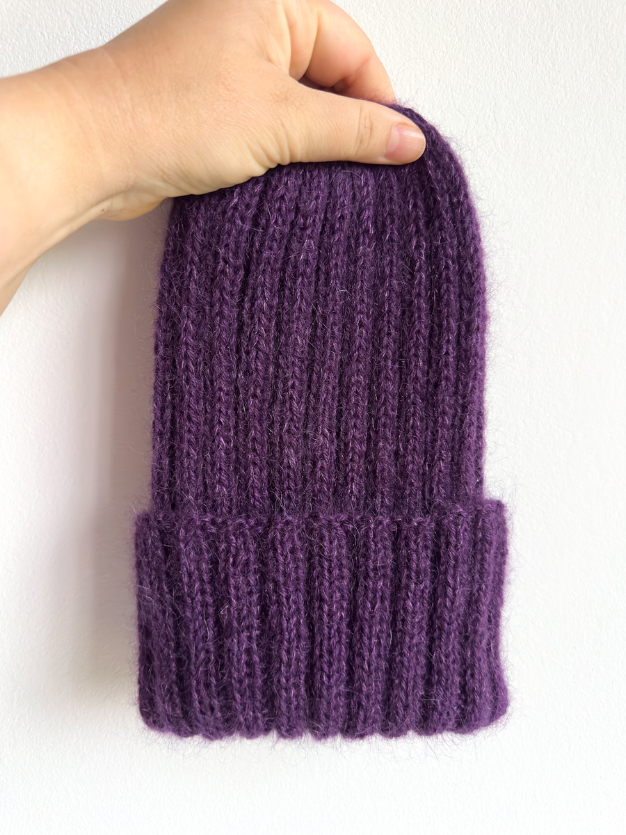 MARGARET Handmade Turn-Up Beanie Alpaca Mohair and Silk 4400/16 Dark Purple