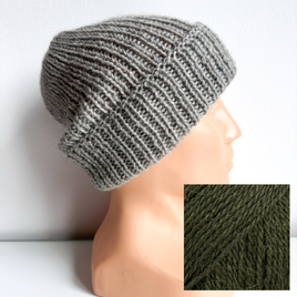 KIARA Turn-Up Beanie 100% Alpaca 7895 Dark Green