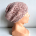 Ciepła czapka ręcznie robiona CHMURKA Alpaka 44 karminowy