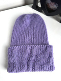 AUREA – ręcznie robiona czapka beanie baby merino + moher i jedwab dziecięca/damska 14/11 fioletowy