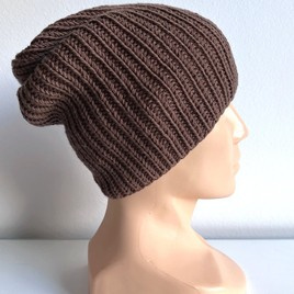 NANA – czapka beanie z wełny baby merino 52 Czekolada, jesienno-zimowa