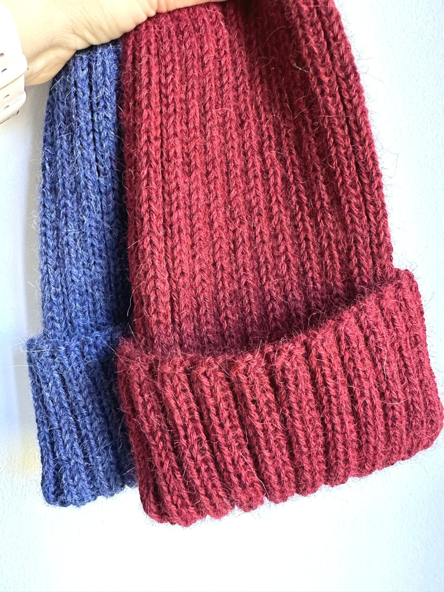 Ręcznie robiona Czapka wywijana LAURIN 100% Alpaka 3650 Bordowy