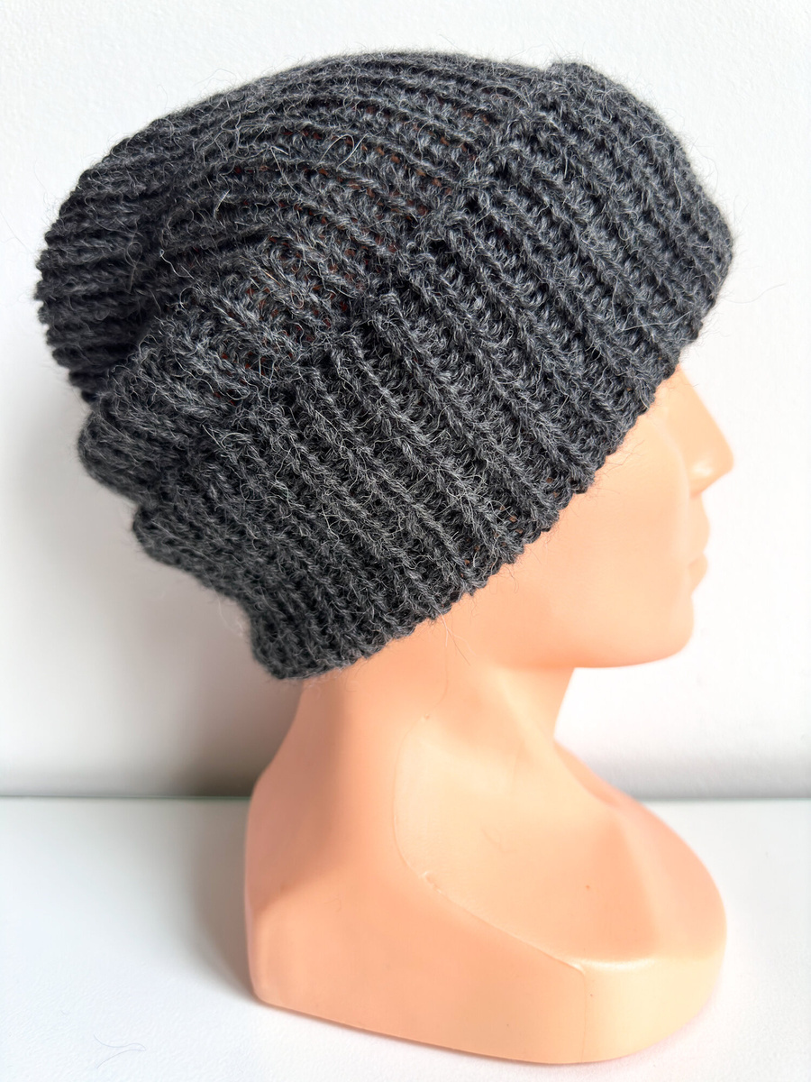 KIARA Turn-Up Beanie 100% Alpaca 506 Dark Grey