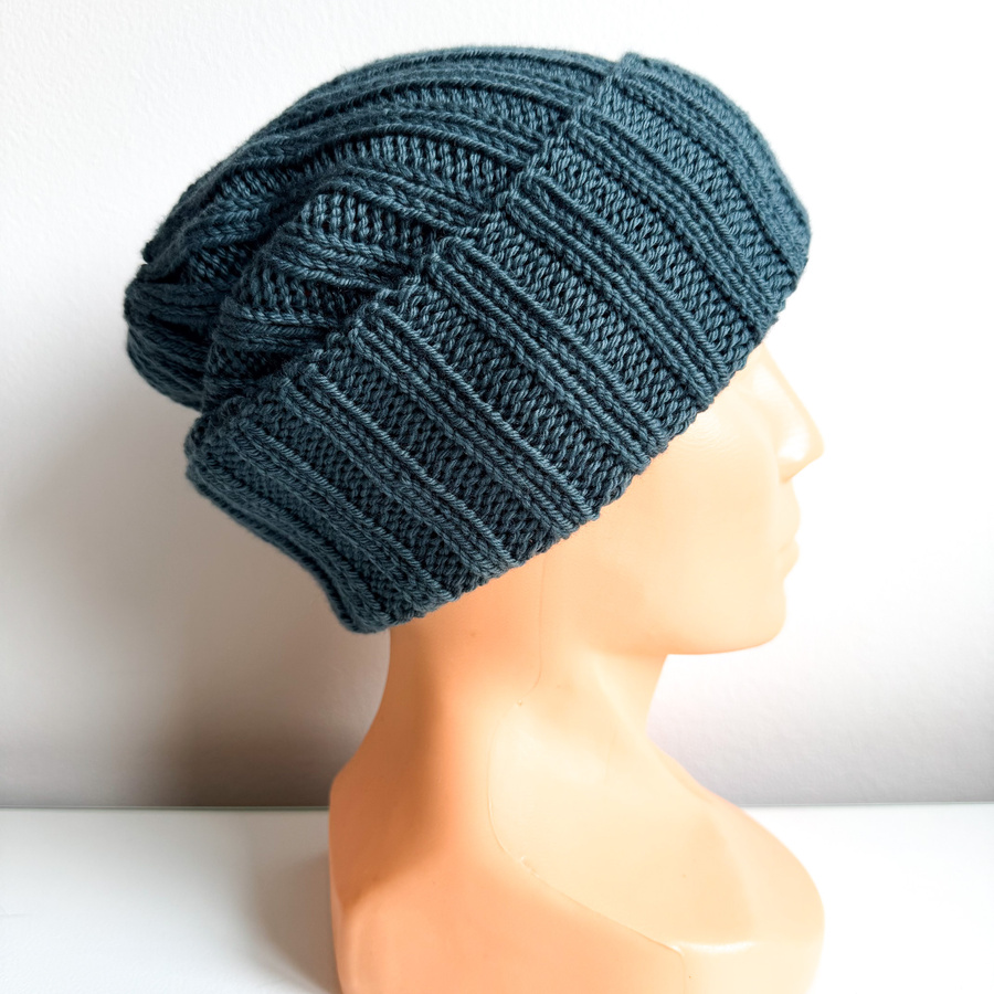 Wywijana czapka merino HELLI 100% Baby Merino 32 Turkusowy