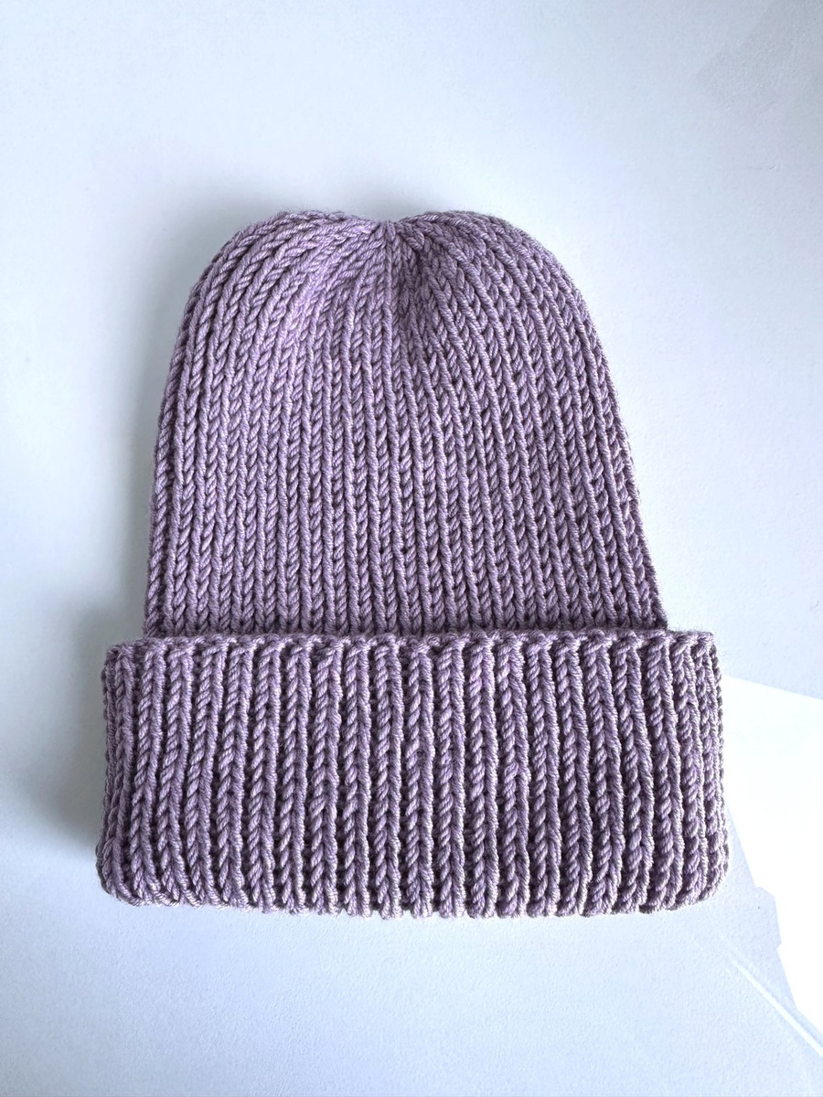 Czapka wywijana NANA 100% Baby Merino 39 Fioletowa Orchidea