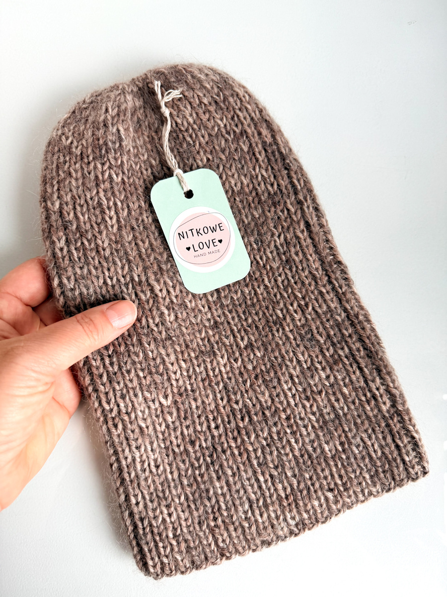 ALURA – czapka merino z moherem i jedwabiem zimowa 30 Prażony Migdał damska/dziecięca
