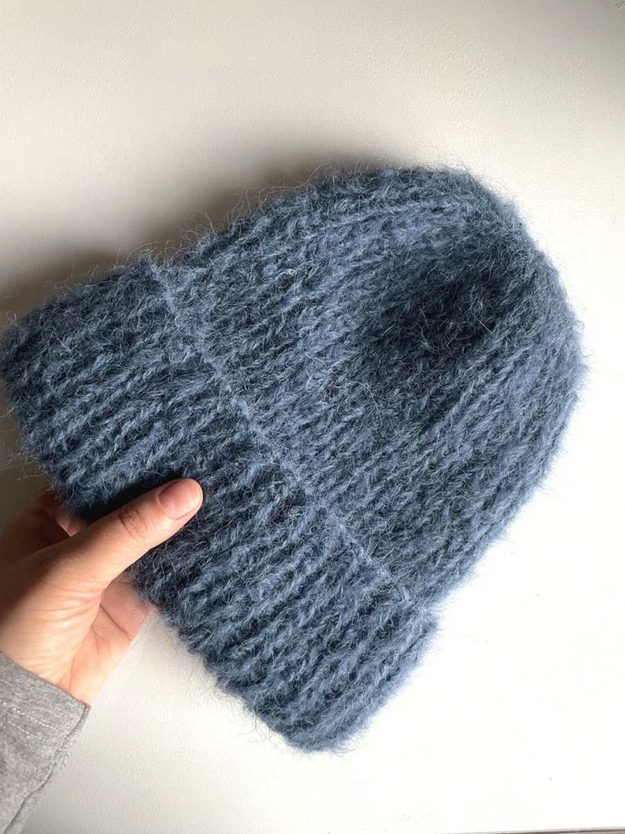 WATA CUKROWA – czapka z alpaki damska 07 jeans niebieski