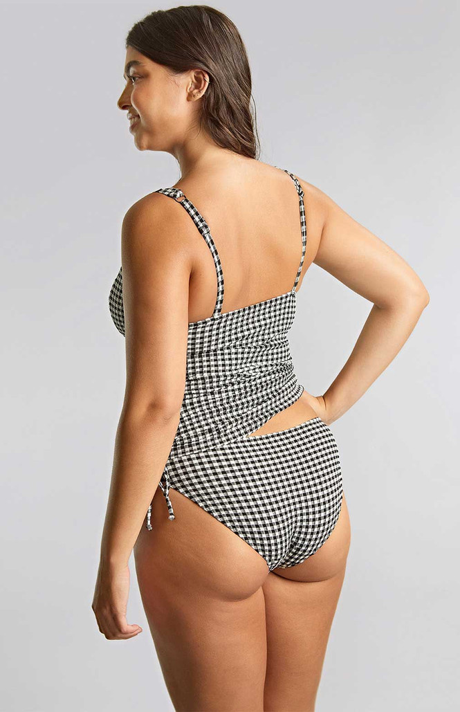 Tankini balkonowe Panache Swim GINGHAM SW1744 Iris Balcony Tankini Top Black Gingham