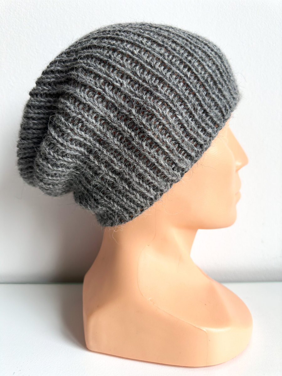 Czapka robiona na drutach KIARA 100% Alpaka 7323 morska mgła