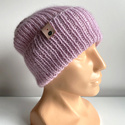 AUREA – czapka beanie handmade z baby merino + moher i jedwab damska/dziecięca 26/03 Jasny Stary Róż