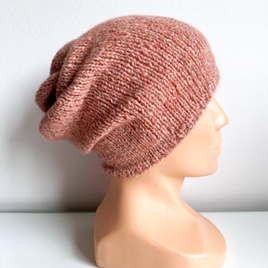 Ciepła czapka ręcznie robiona CHMURKA Alpaka 32 blush