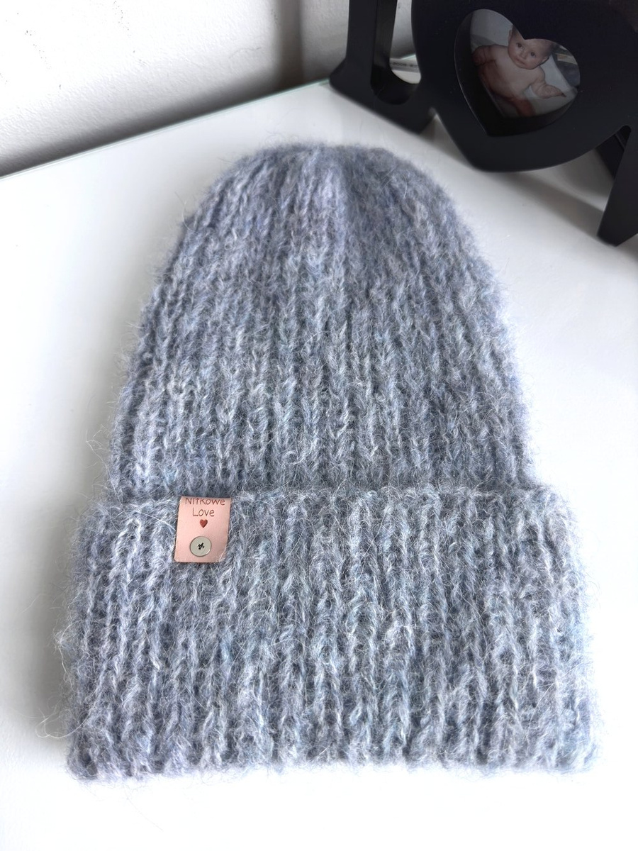 WATA CUKROWA Women's Alpaca Beanie 02 Mgła szary niebieski
