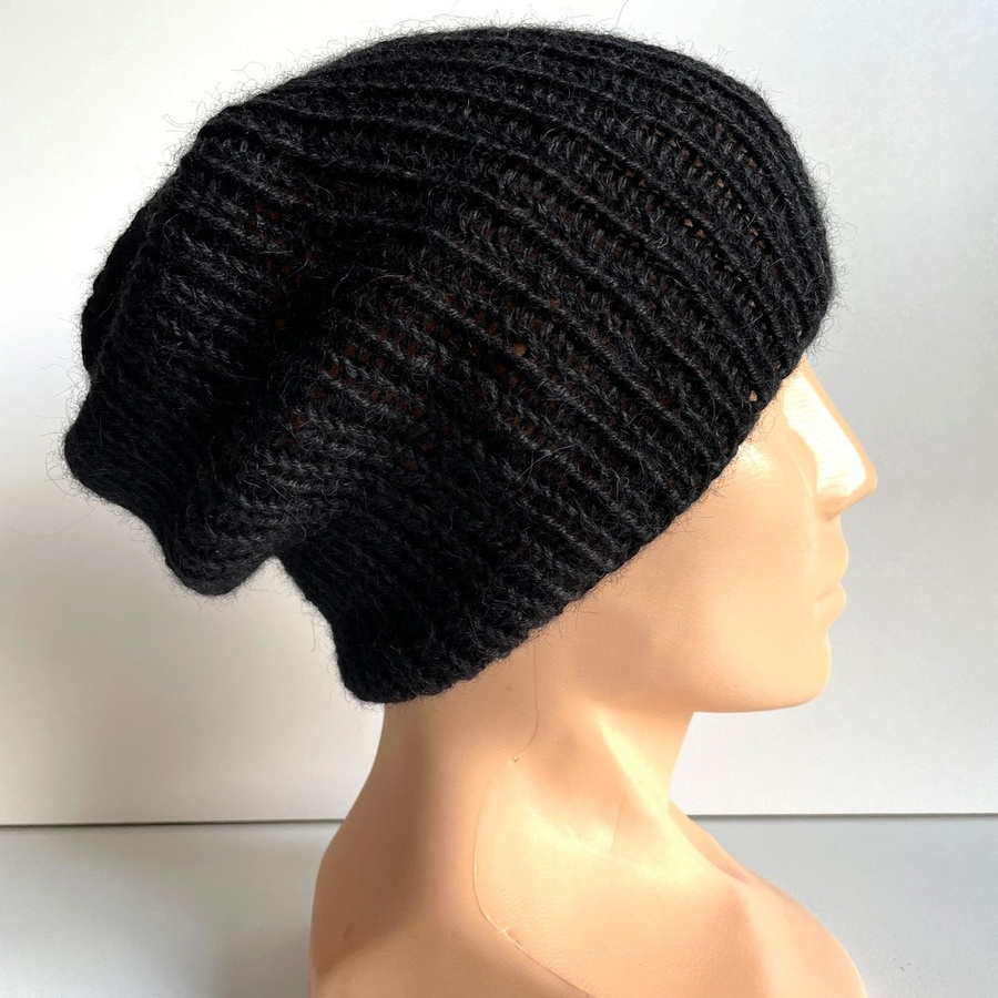 KIARA Handmade Alpaca Beanie 100% 8903 Black