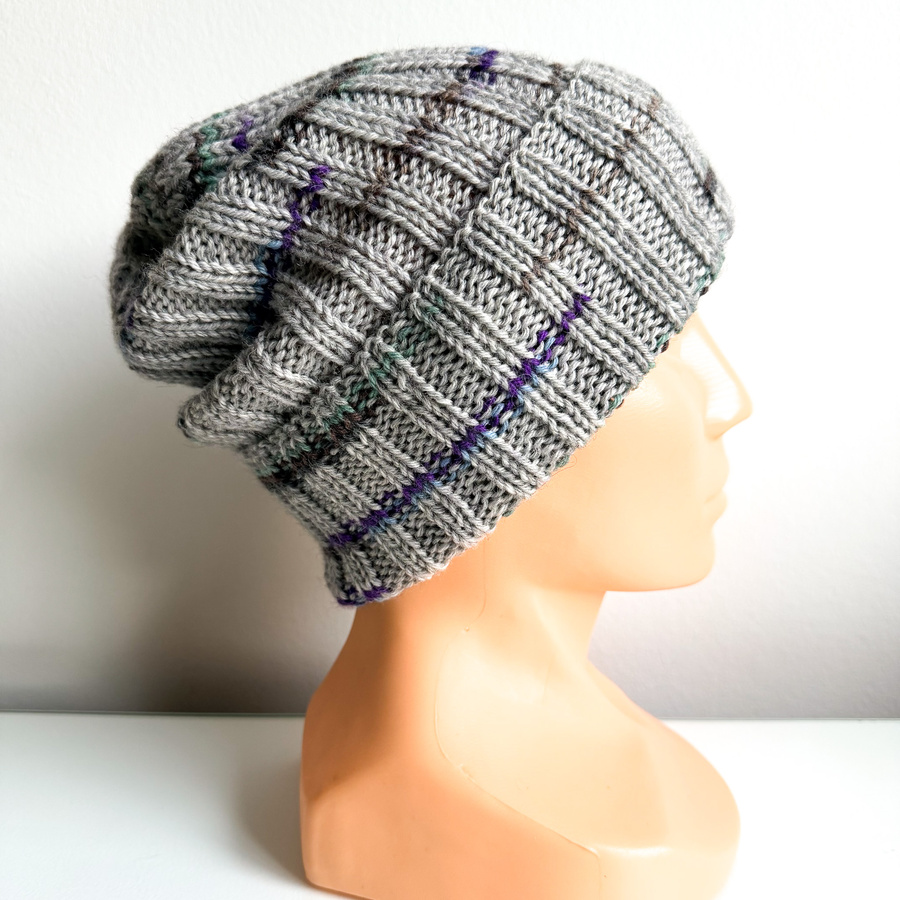 NELLI Handmade Merino Wool Beanie 28 Srebrny Zmierzch