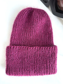AUREA – ręcznie robiona ciepła czapka beanie baby merino + moher i jedwab damska/dziecięca 34/17 Wrzos