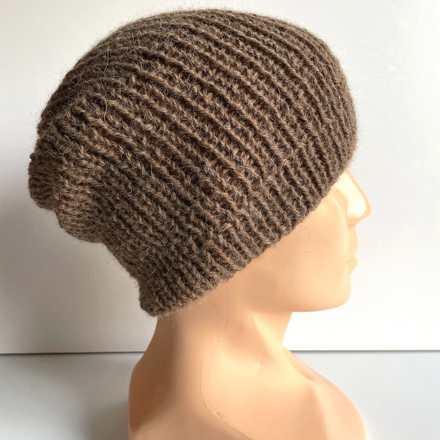 Czapka robiona na drutach KIARA 100% Alpaka 607 Brąz