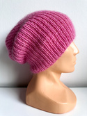 AUREA – ręcznie robiona ciepła czapka merino beanie damska i dziecięca 07/62 Lody Truskawkowe