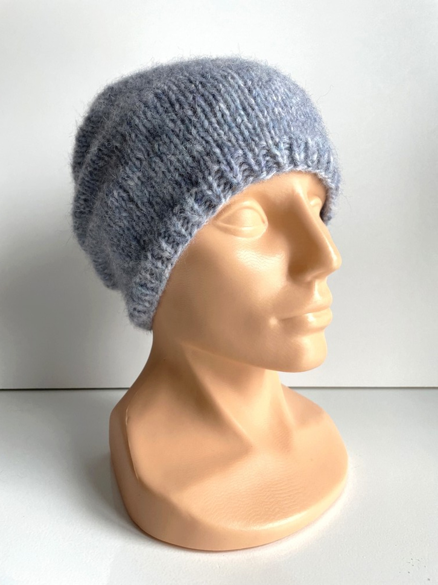 Ręcznie robiona czapka CHMURKA Alpaka 10 Mgła