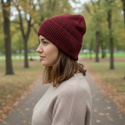 HELEN – czapka z alpaki damska 100% 9040 ostrokrzew bordowa zimowa