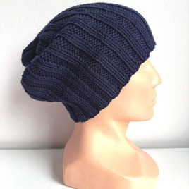 HELLI – czapka beanie z wełny baby merino 13 granatowy, jesienno-zimowa, unisex