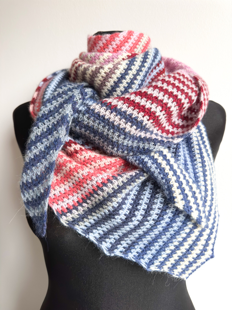 Asymetryczna chusta wykonana ręcznie, 100% Alpaka Wielokolorowa