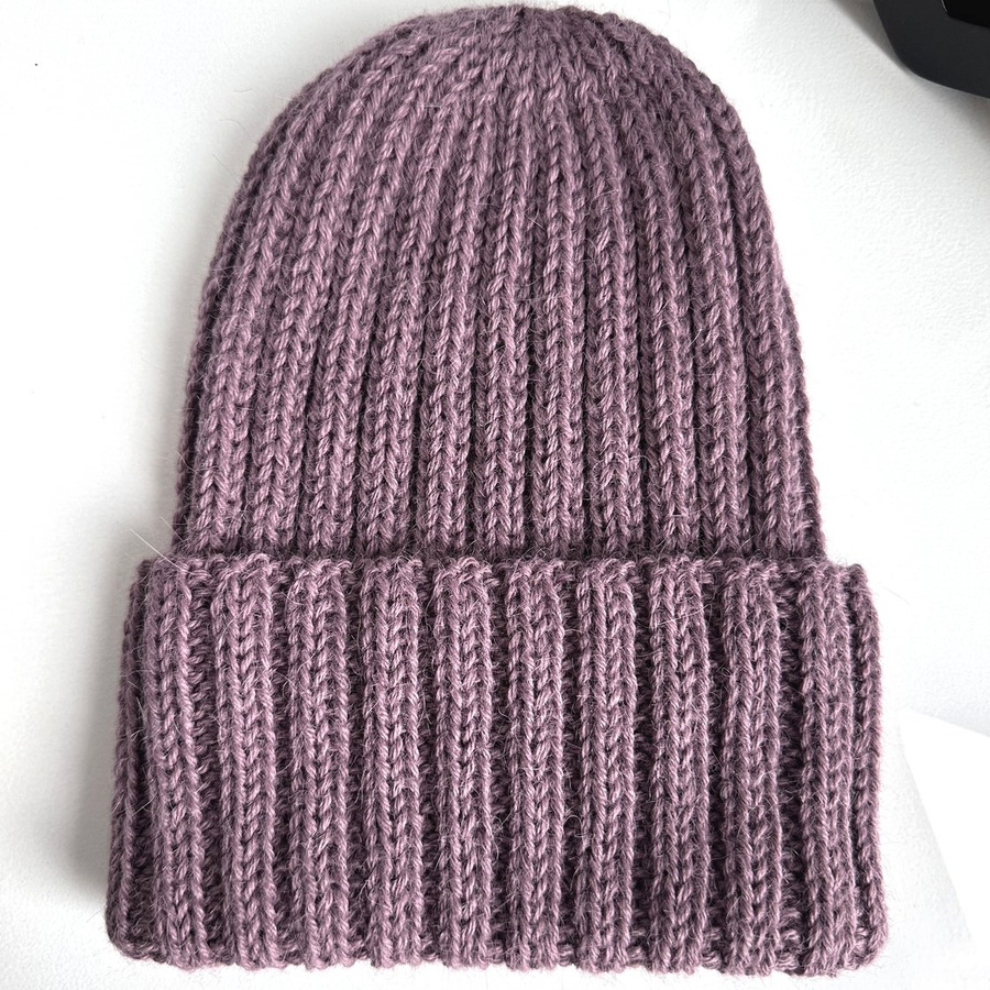 Ręcznie robiona Czapka wywijana LAURIN 100% Alpaka 3800 Fiołkowo Różowy