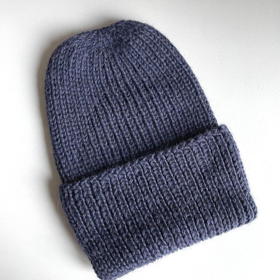 KIARA Turn-Up Beanie 100% Alpaca 4305 ciemne indygo