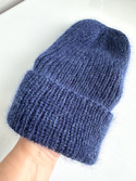 AUREA – ręcznie robiona ciepła czapka beanie baby merino + moher i jedwab dziecięca/damska 13/28 Granatowy
