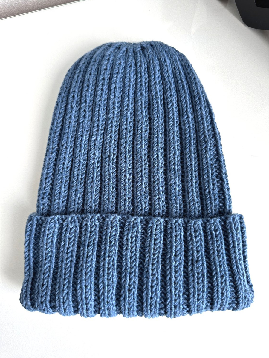 Wywijana czapka merino HELLI 100% Baby Merino 42 Petrol