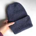 KIARA Turn-Up Beanie 100% Alpaca 4305 ciemne indygo