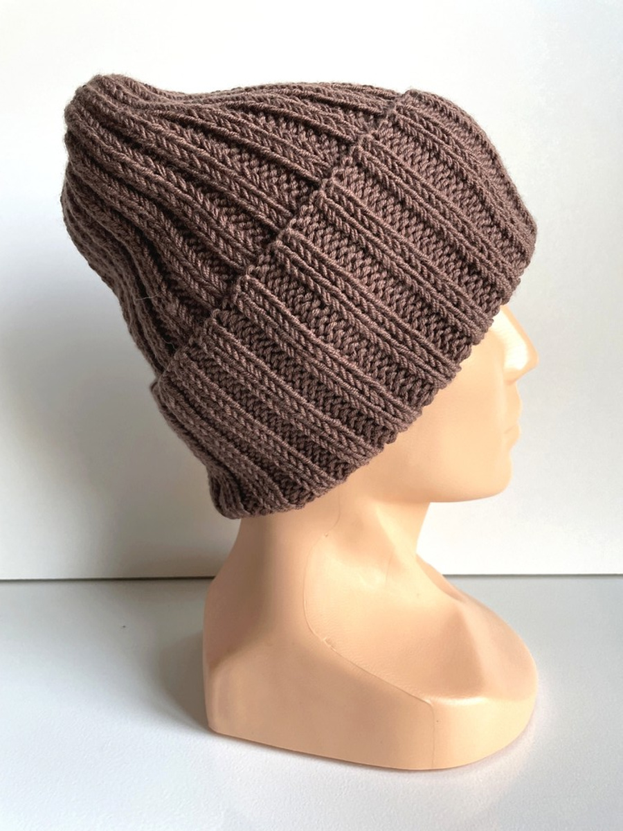 HELLI – czapka zimowa merino wywijana 52 Czekolada, unisex