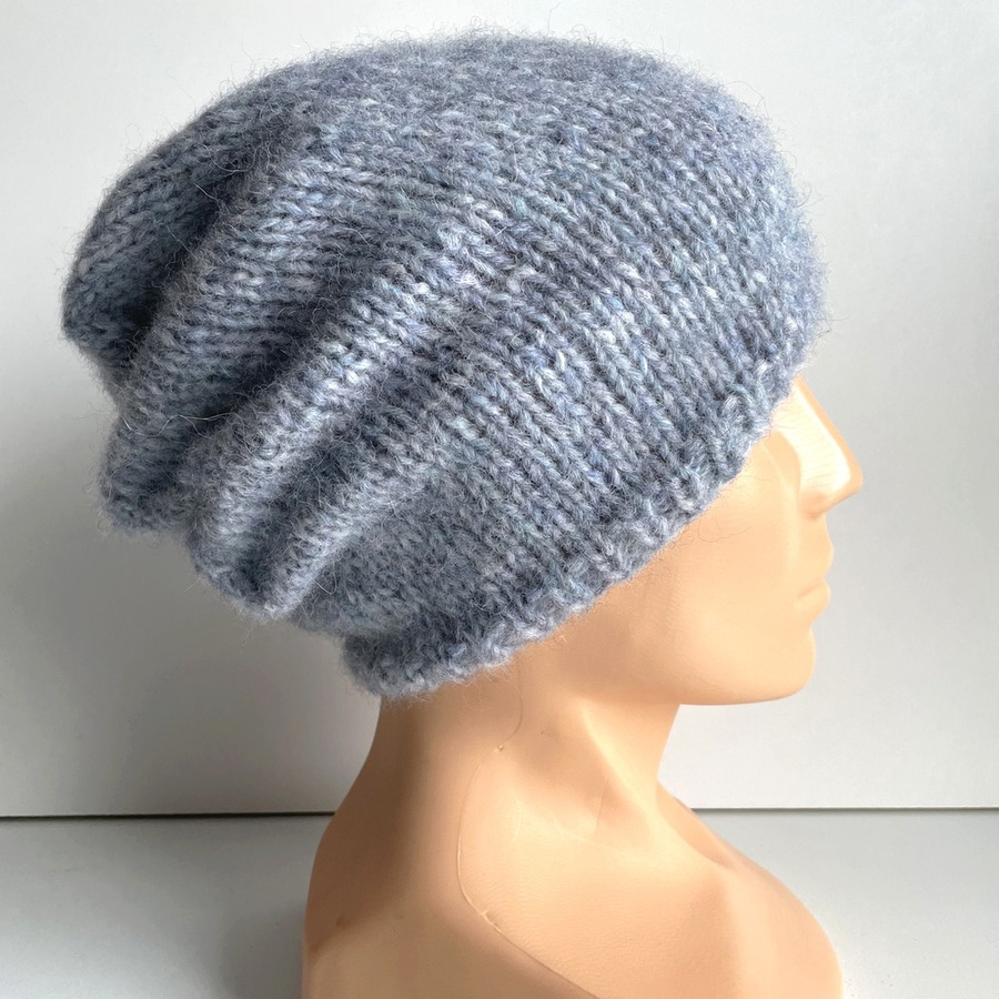 Ręcznie robiona czapka CHMURKA Alpaka 10 Mgła