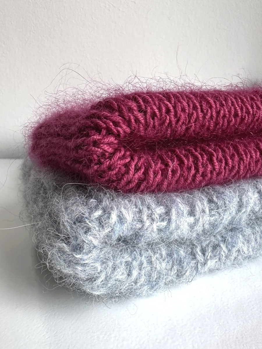 AUREA – czapka beanie handmade baby merino + moher i jedwab damska/dziecięca 41/17 Śliwka