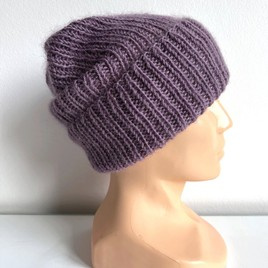 AUREA – ręcznie robiona czapka beanie baby merino + moher i jedwab damska dziecięca 40/05 Ametyst
