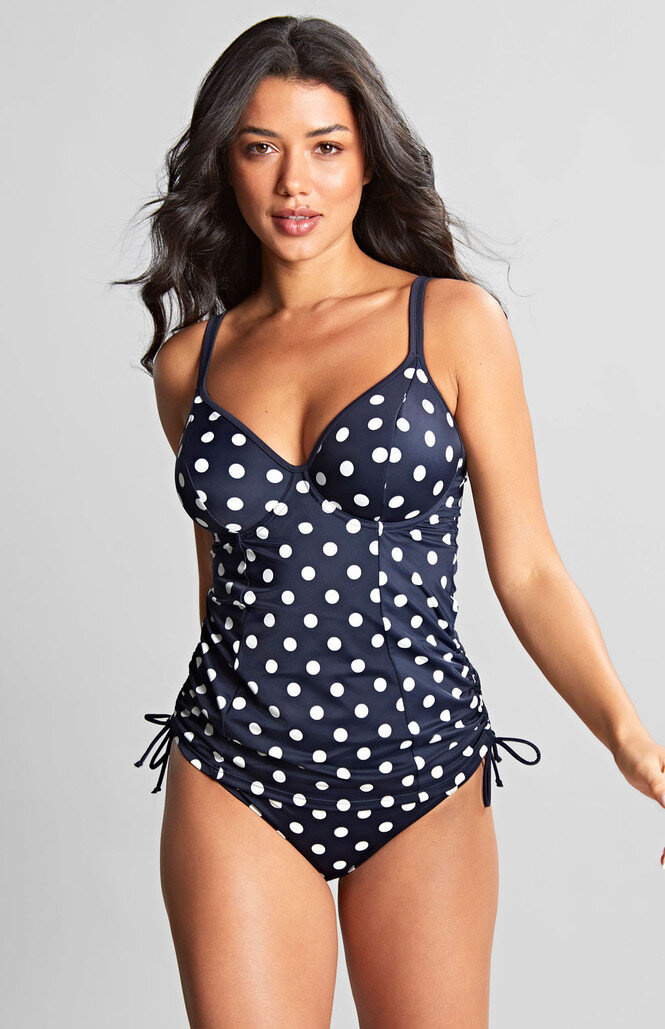 Tankini balkonowe Panache Swim ANYA RIVA SPOT SW1451 Balcony Tankini Top Navy/Vanilla