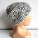AUREA – ręcznie robiona ciepła czapka beanie baby merino + moher i jedwab damska / dziecięca 22/44 Jasny Szary