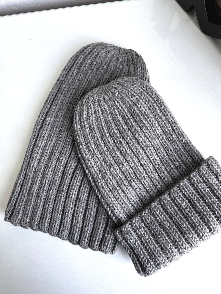 HELLI – czapka merino wywijana 100% baby merino 19 szary unisex zimowa