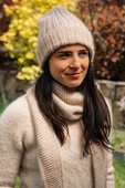 MIRA – ciepła czapka beanie handmade merino + moher i jedwab 50/56 jasny beż