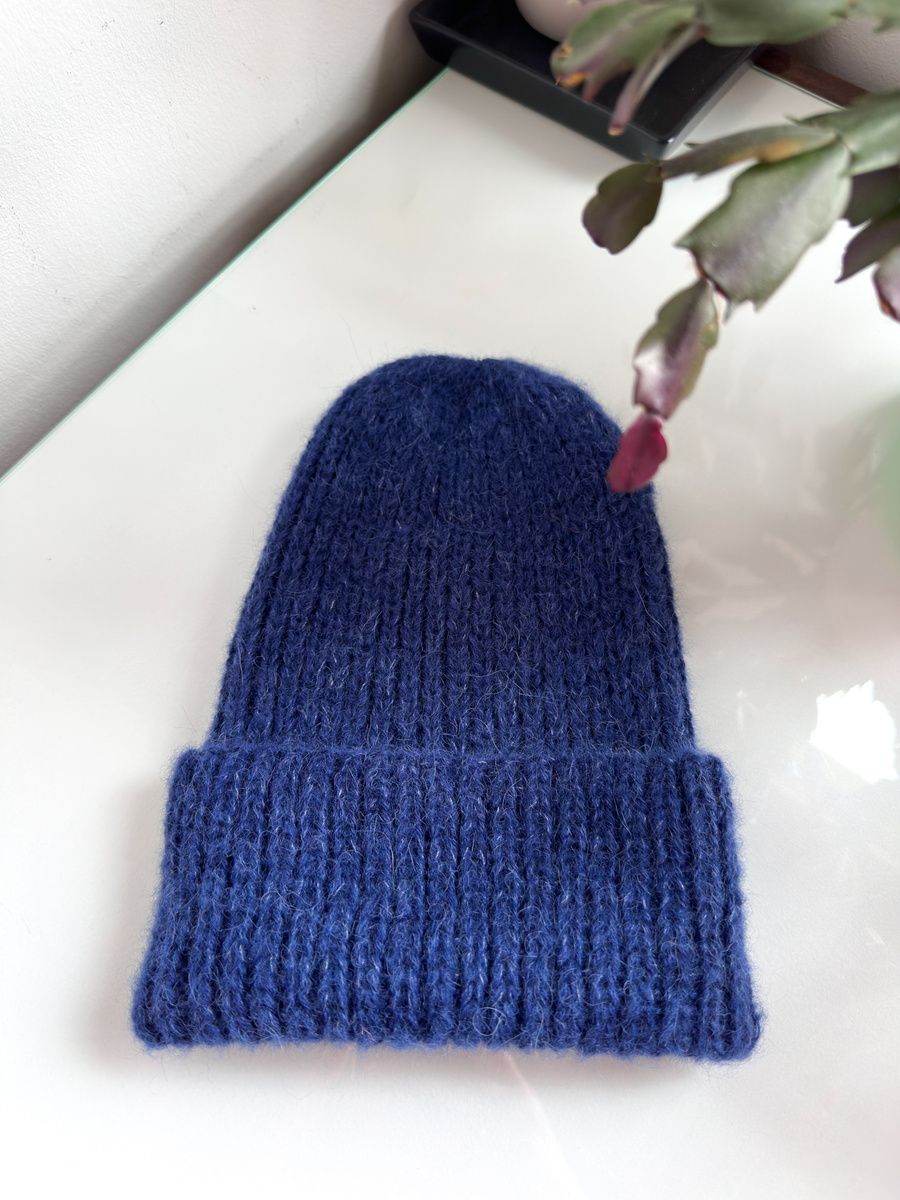 MORGANA – czapka damska beanie alpaka + jedwab 5575/39 granatowy