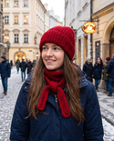 ELARA Mütze mit Umschlag Kaschmir mit Seide 714 Scarlatta Nitkowe Love