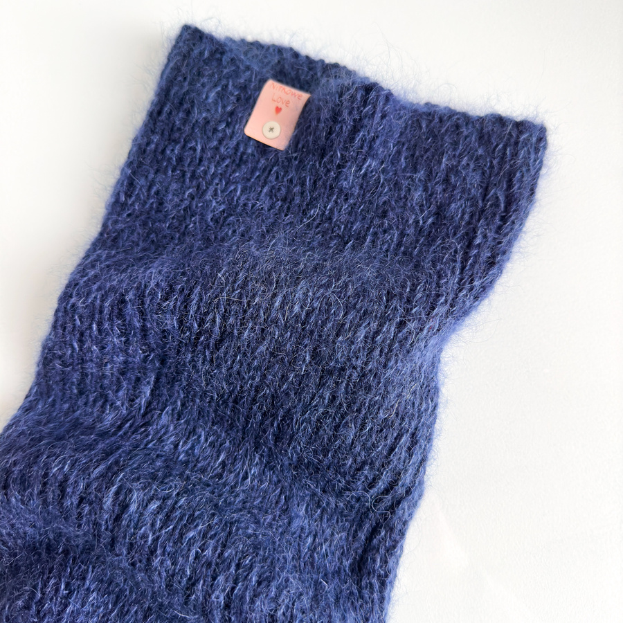 Ręcznie robiony KOMIN AUREA 100% Baby Merino plus moher i jedwab 13/28 Granatowy