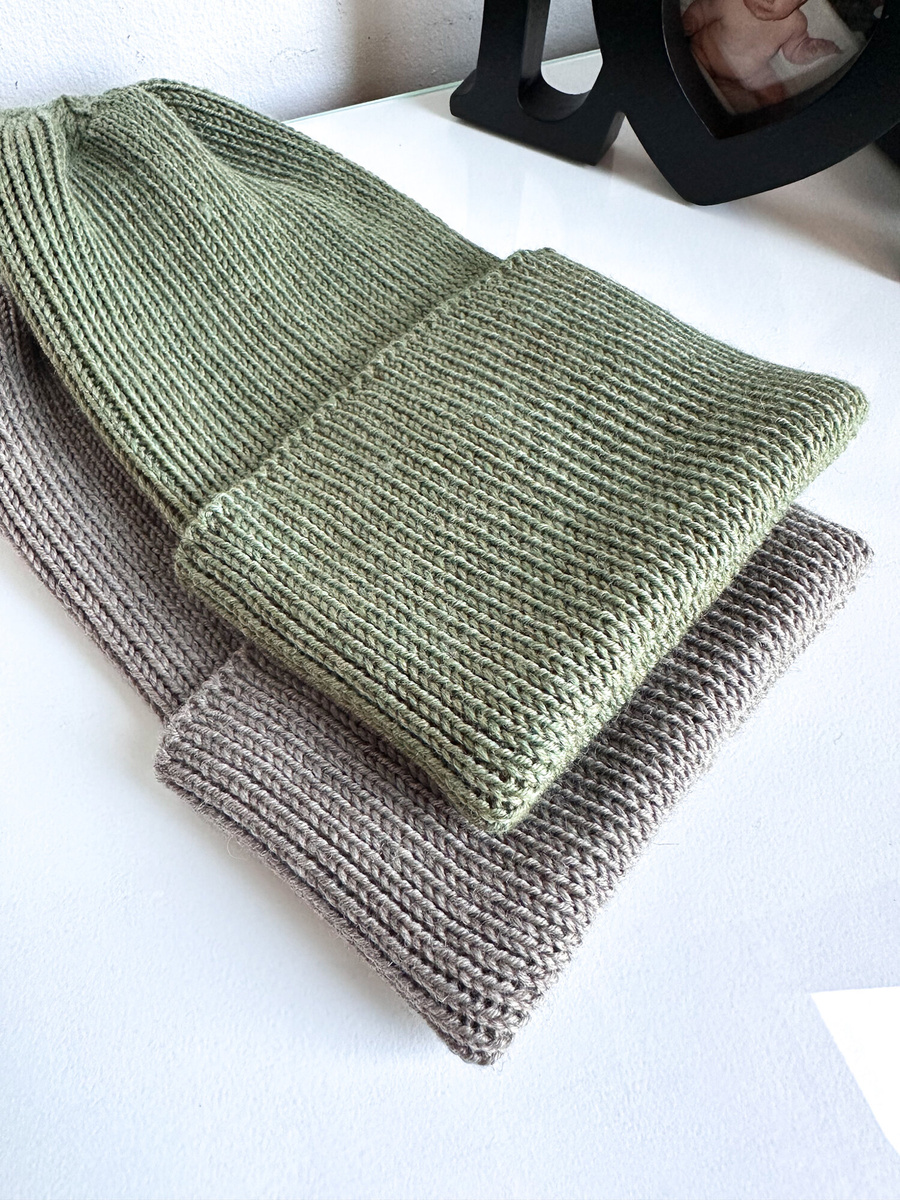 VARELLA – czapka merino beanie wywijana 57 szaro‑brązowy