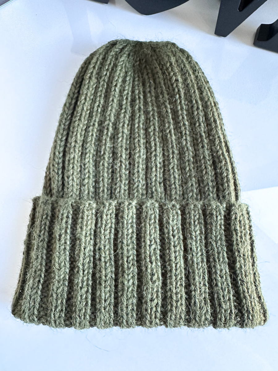 LAURIN Turn-Up Beanie 100% Alpaca 7895 Dark Green