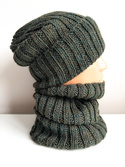 LAURIN Turn-Up Beanie 100% Alpaca 7815 Leśny mix zielony