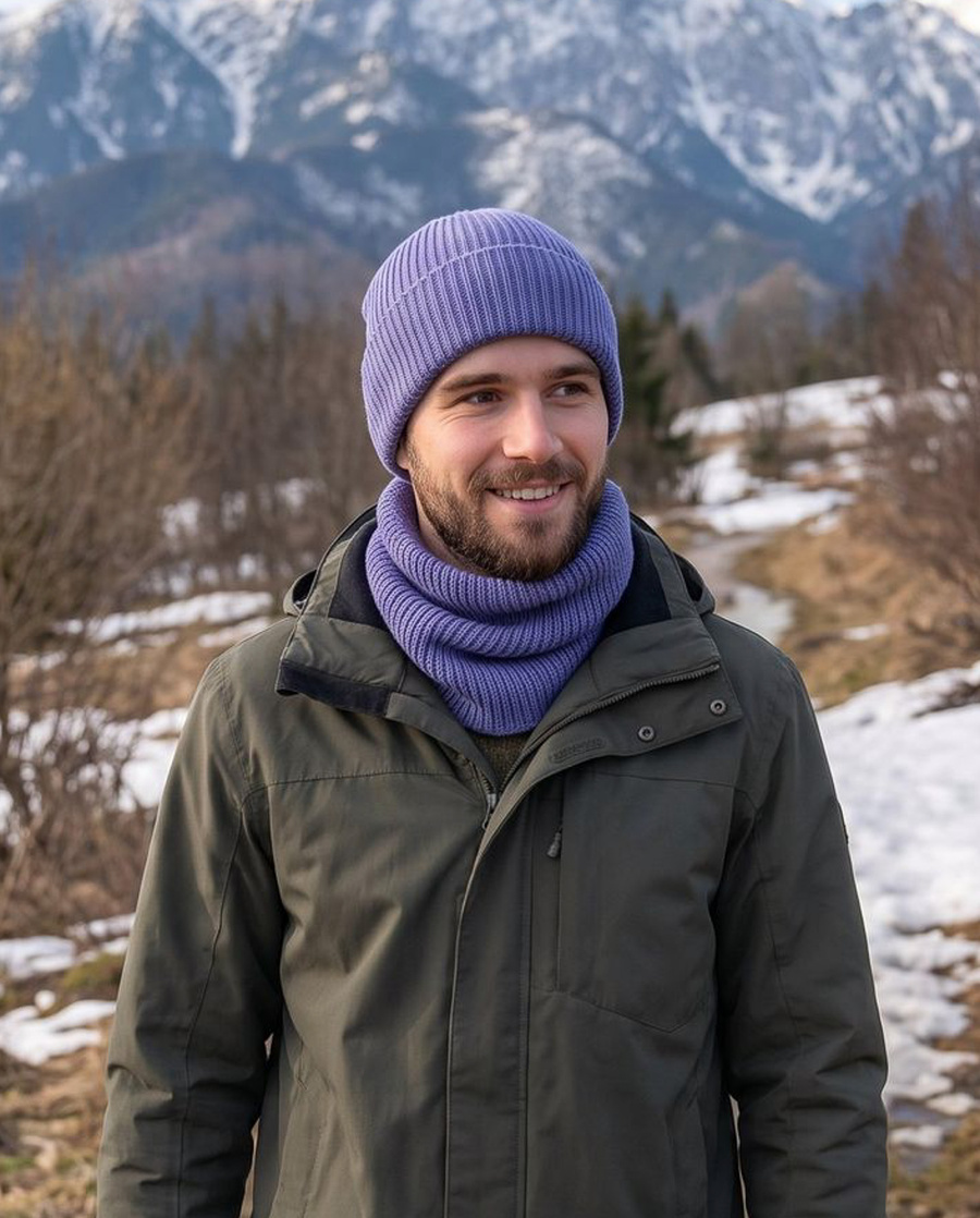 VARELLA Turn-Up Beanie Baby Merino Wool 25 Lawenda