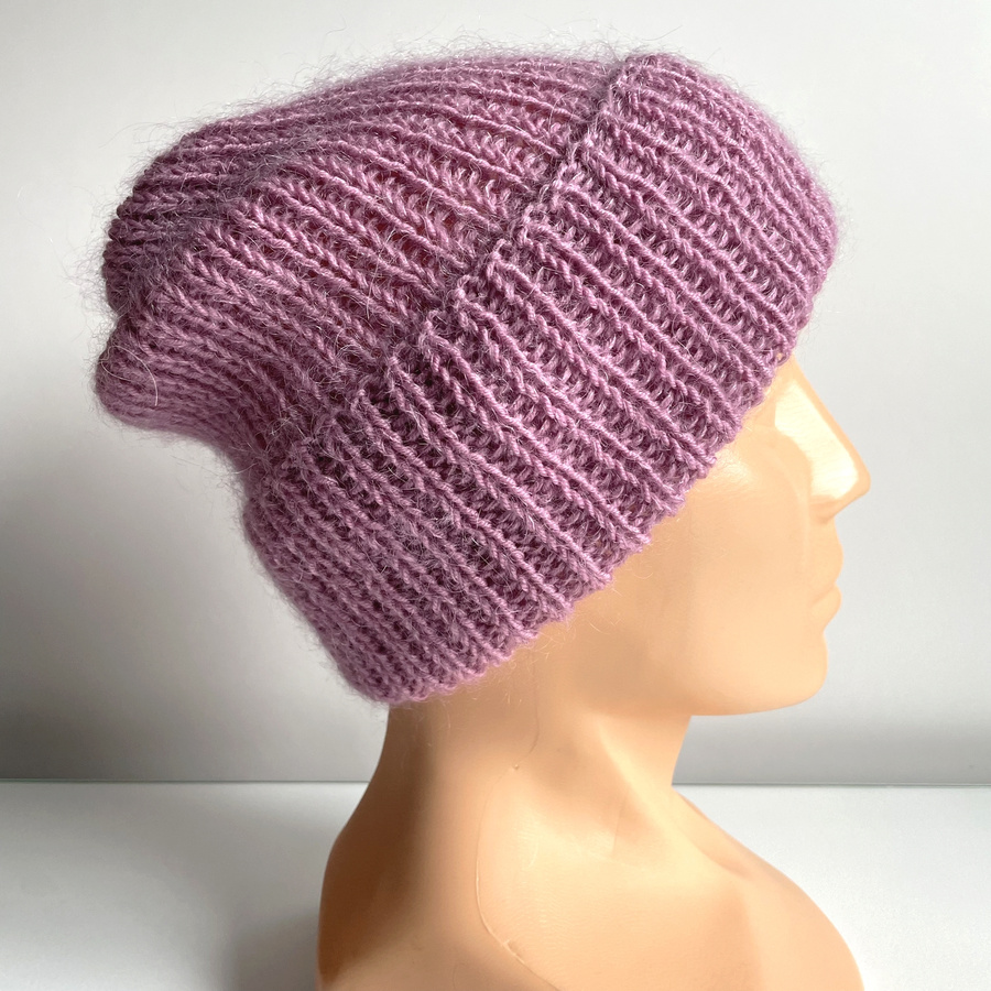 AUREA – ręcznie robiona ciepła czapka beanie baby merino + moher i jedwab dziecięca/damska 27/04 Stary Róż